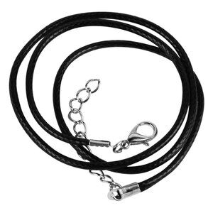 50 pc Black Rope Necklaces -NEW-Faux Leather Cord w/ Silver Lobster Clasp-DYI